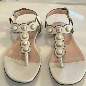 Gucci Pearl Embellished Flat Thong Sandals